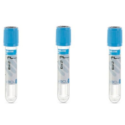 Tube stérile Vacumed Plus avec citrate de sodium 3,8% x 3,6 ml de sang coagulé étiquette transparente bouchon bleu x 100