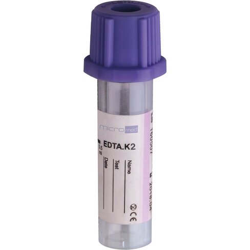 Tube Micromed , avec K2 EDTA x 0,5 ml de sang, bouchon violet x 100