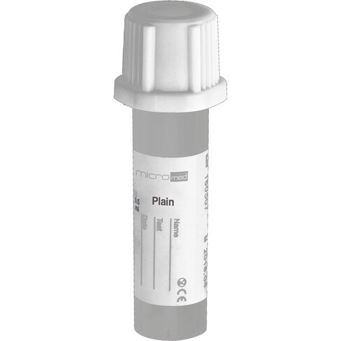 Tube Micromed , sans additif x 0,5 ml de sang, bouchon blanc x 100