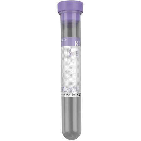 Tube PP 13x75 mm avec K3 EDTA x 3 ml de sang, bouchon perforable violet x 1000