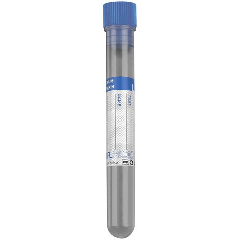 Tube PP 13x75 mm avec Héparine de Lithium x 4 ml de sang, bouchon bleu x 1000
