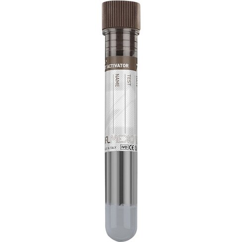 Tube en PMMA 13x75 mm avec gel séparateur et activateur de la coagulation bouchon marron x 1000