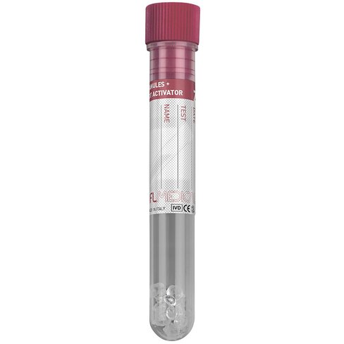 Tube en PP 16x100 mm avec granules séparateurs et activateur de la coagulation silicone à l intérieur bouchon rouge x