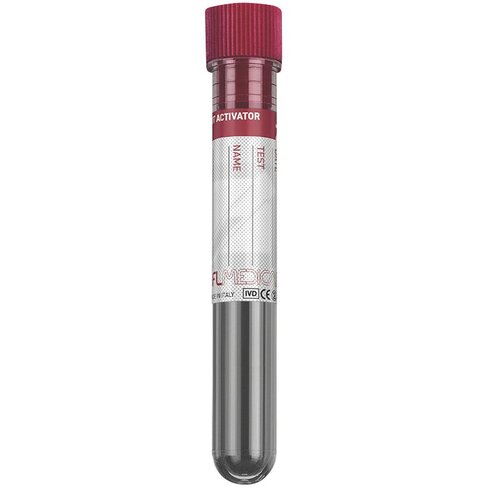 Tube en PMMA 13x75 mm avec activateur de la coagulation bouchon rouge x 1000