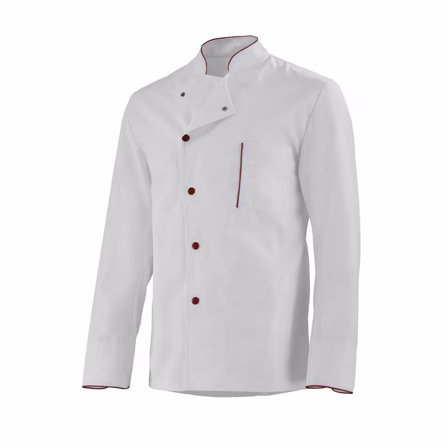 Veste de cuisine Alain - 2MIXGPCLCM8 - Lafont - 67% polyester 33% coton - blanc/bordeaux - taille au choix