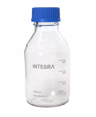Bouteille integra en verre borosilicaté de 500 ml bouchon bleu standard