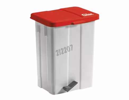 Poubelle à pédale 50l couvercle rouge