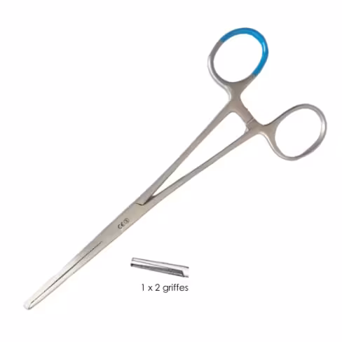 Pince Kocher 18 cm droite avec griffes inox UU stérile/1 Boîte de 50 unités