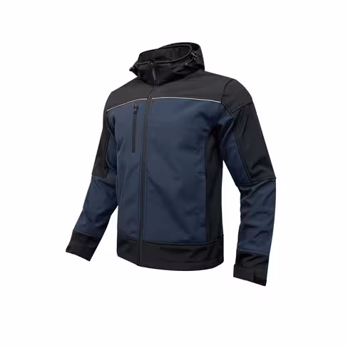 Veste softshell - Annecy - France Sécurité - capuche et manches amovibles - marine/noir - taille au choix
