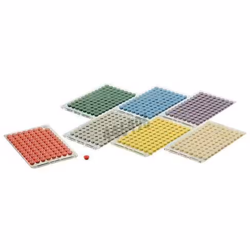 Tapis de 96 bouchons septum individuels MATRIX en sepra bouchon pré-percé non stérile jaune x 10