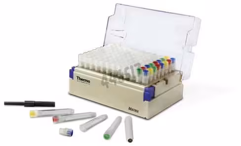 Portoir de 96 bouchons verts de type screwtop cap stérile x 5