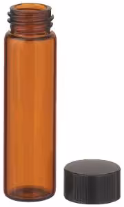 Vial échantillon E-C, 12 mL, boro, cap plein 15-425 phénolique joint caoutchouc 14B/PTFE non prémonté, clair x