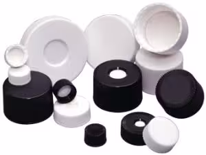 Cap Microlink® 20-400 en PP blanc à haut ouvert, avec joint silicone PP x 48