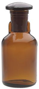 Flacon compte-gouttes, verre brun, 100 mL, dimensions : 56 mm x 120 mm x 6