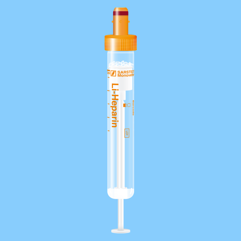 Tube S-MONOVETTE 7,5 ml héparine lithium Ø 15 mm bouchon orange x 500