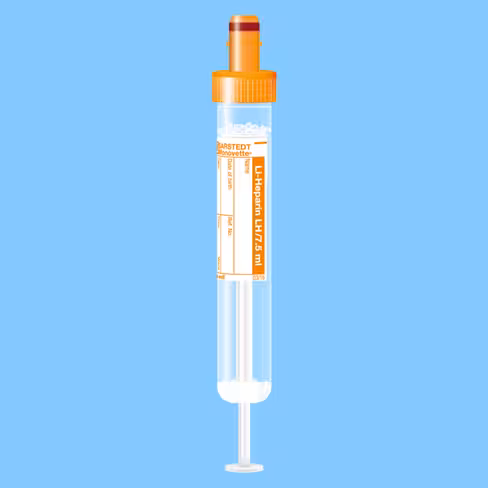 Tube S-MONOVETTE 7,5 ml héparine lithium Ø 15 mm bouchon orange étiquette x 500
