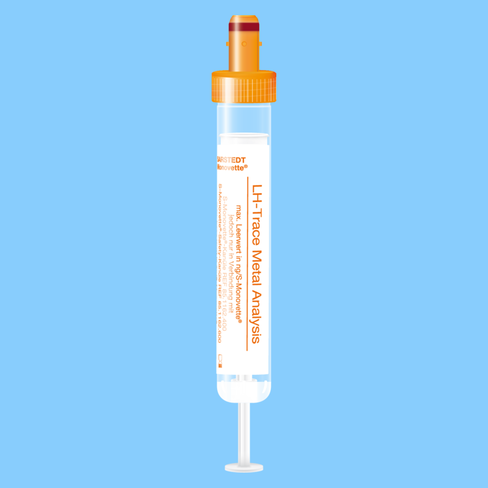 Tube S-MONOVETTE 7,5 ml pour analyse des métaux Ø 15 mm bouchon orange étiquette x 500