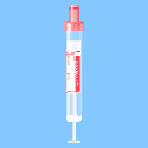 Tube S-MONOVETTE 7,5 ml EDTA K3 Ø 15 mm bouchon rouge étiquette x 500