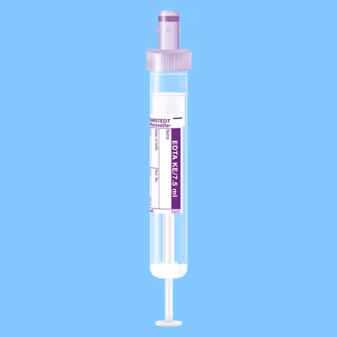 Tube S-MONOVETTE 7,5 ml EDTA K3 Ø 15 mm bouchon mauve étiquette x 500