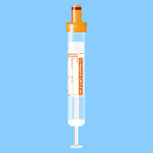 Tube S-MONOVETTE 7,5 ml héparine lithium liquide Ø 15 mm bouchon orange étiquette x 500