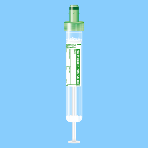 Tube S-MONOVETTE 7,5 ml Hép-Na Ø 15 mm bouchon vert étiquette x 500