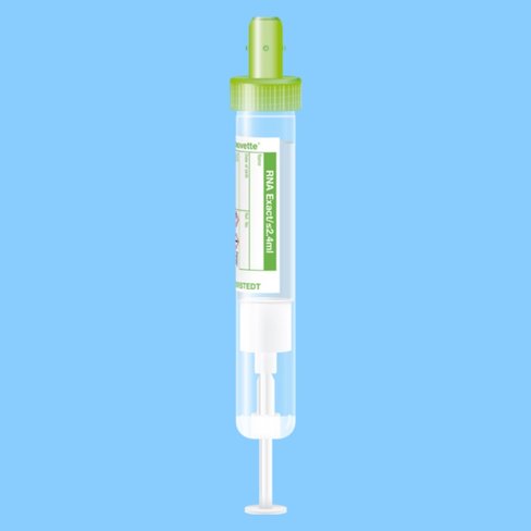 S-Monovette® 2,4 ml RNA Exact, 100 x 15, bouchon vert, étiquette papier x 80