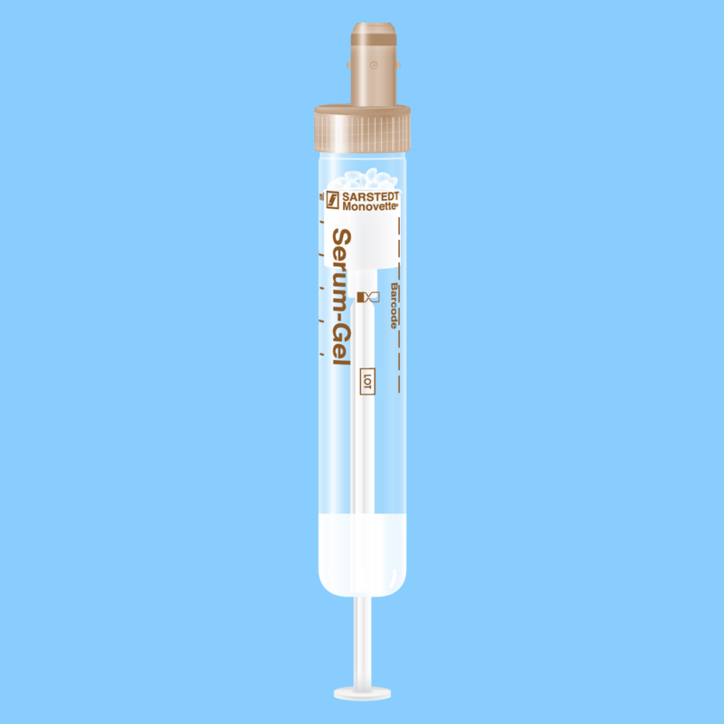 Tube S-MONOVETTE 9 ml sérum-gel Ø 16 mm bouchon marron étiquette plastique x 500