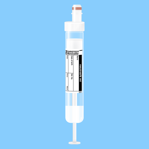 Tube S-MONOVETTE 9 ml sans additif Ø 16 mm bouchon blanc étiquette x 500