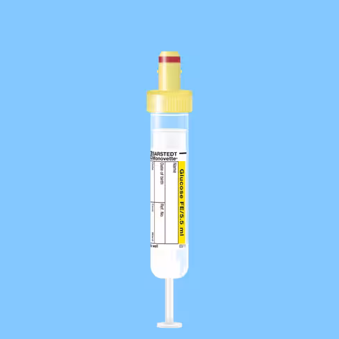 Tube S-MONOVETTE 5,5 ml Glycémie Ø 15 mm bouchon jaune étiquette x 500