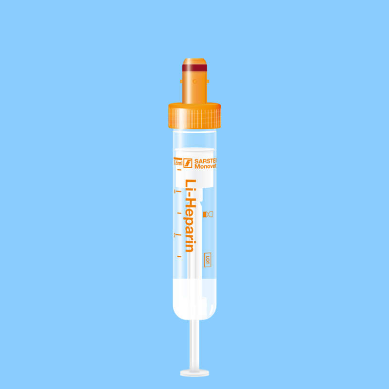 Tube S-MONOVETTE 5,5 ml Hép-Li Ø 15 mm bouchon orange étiquette plastique x 500