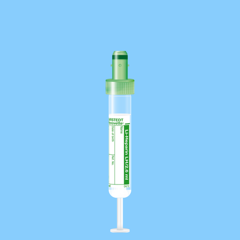 Tube S-MONOVETTE 2,6 ml héparine lithium Ø 13 mm bouchon vert étiquette x 500
