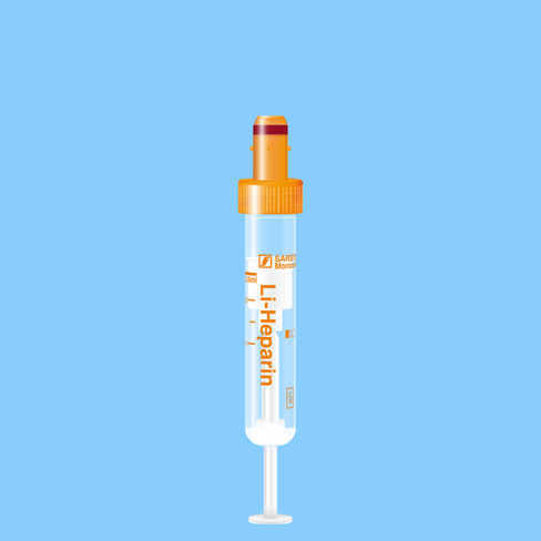 Tube S-MONOVETTE 2,6 ml héparine lithium Ø 13 mm bouchon orange étiquette plastique x 500