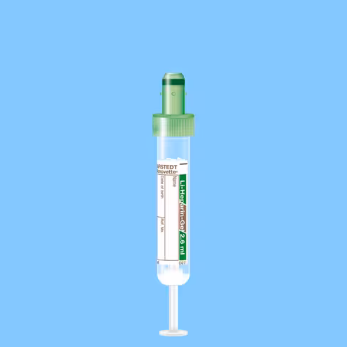Tube S-MONOVETTE 2,6 ml héparine lithium gel Ø 13 mm bouchon vert étiquette x 500