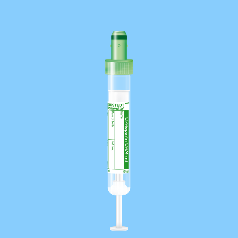 Tube S-MONOVETTE 4 ml Hép-Lithium Ø 13 mm bouchon vert x 500