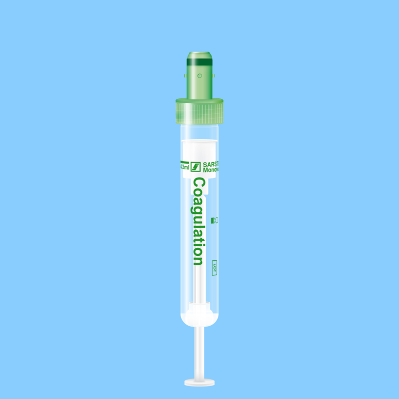Tube S-MONOVETTE 4,3 ml Citrate-Coag Ø13 mm bouchon vert étiquette plastique x 500