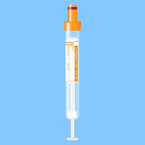 Tube S-MONOVETTE 4,9 ml héparine lithium Ø 13 mm bouchon orange étiquette x 500