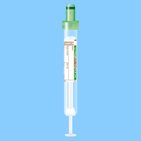 Tube S-MONOVETTE 4,9 ml héparine lithium gel Ø 13 mm bouchon vert étiquette x 500
