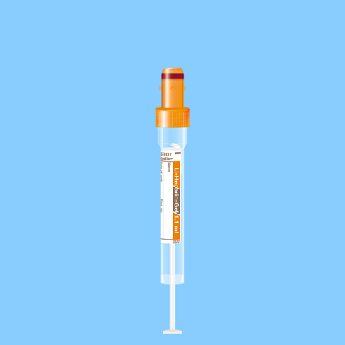 Tube S-MONOVETTE 1,1 ml héparine Lithium gel Ø 8 mm bouchon orange x 500