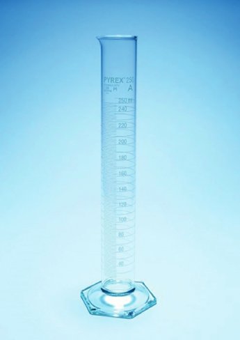 Eprouvette à bec graduée blanc pied hexagonal classe A Pyrex 10 ml x 2