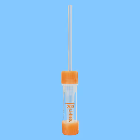 Microvette 200 héparine-Lithium 200 µl fond rond bouchon orange x 1000