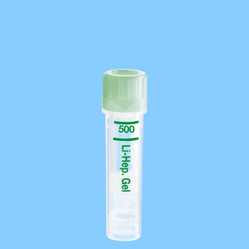 Microvette 500 héparine lithium-Gel 500 µl fond rond bouchon vert x 1000
