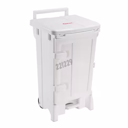 Poubelle à pedale 90 l avec porte frontale couvercle blanc