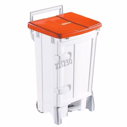 Poubelle à pedale 90 l avec porte frontale couvercle rouge