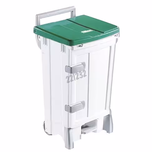 Poubelle à pedale 90 l avec porte frontale couvercle vert