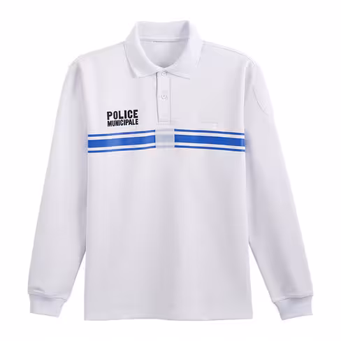 Polo respirant PM manches longues - blanc