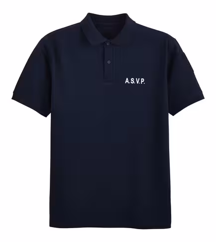 Polo respirant ASVP manches courtes - bleu foncé