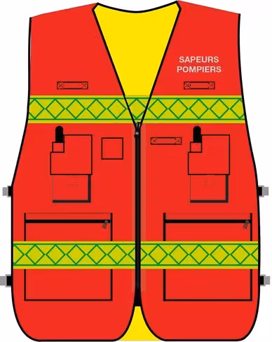 Gilet haute visibilité réversible multipoches - rouge fluo/jaune fluo