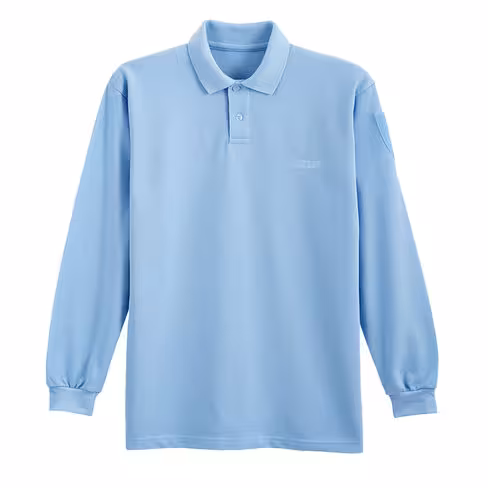 Polo respirant ASVP manches longues - bleu ciel