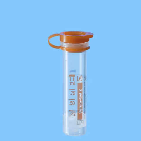 Microtube 1,1 ml sérum-gel bouchon pression brun attaché étiquette transparente x 1000