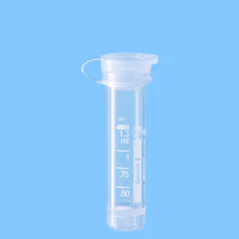 Microtube 1,3 ml sérum bouchon pression blanc attaché étiquette transparente x 1000